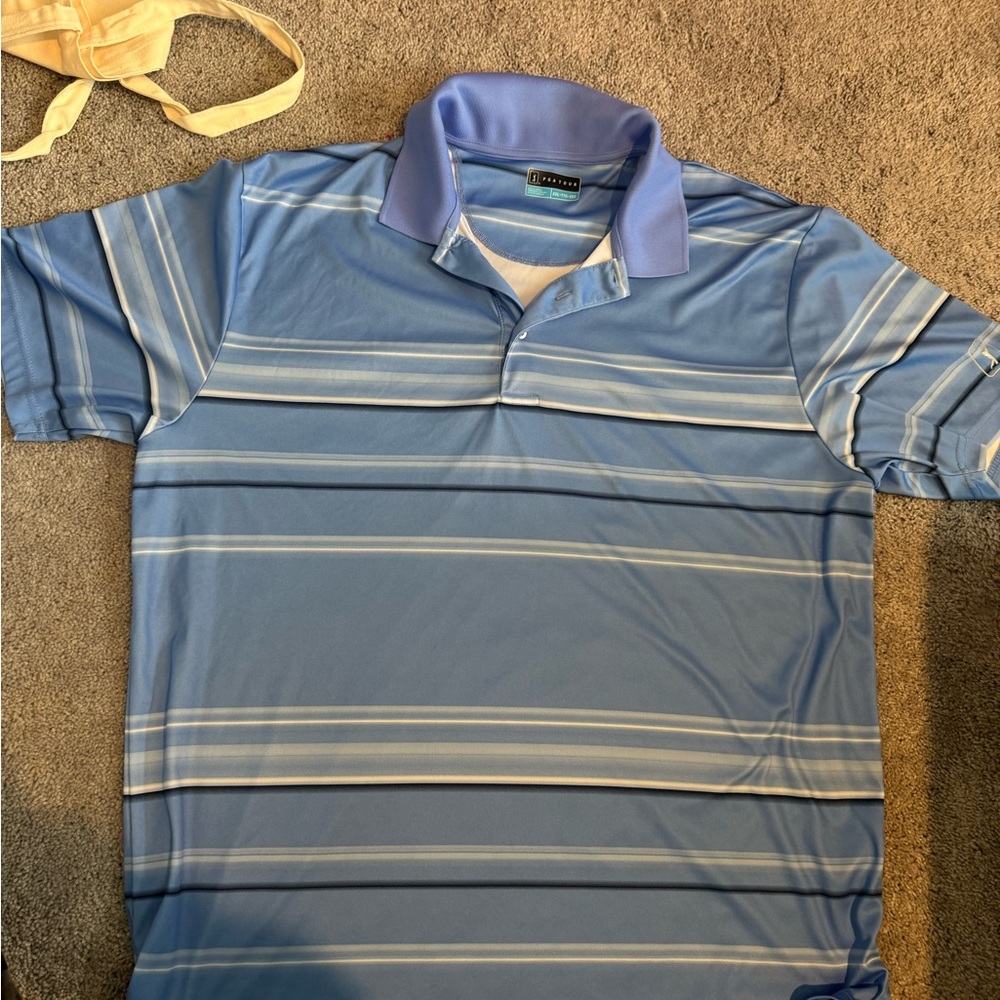 PGA Tour Men's Blue Striped Golf Shirt